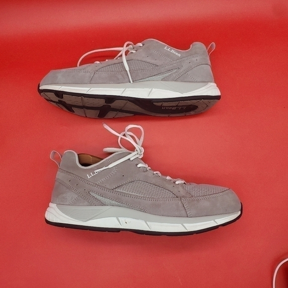 LL Bean Shoes Men\'s 10M Gray Suede Mesh Comfort Fitness Walking Sneaker